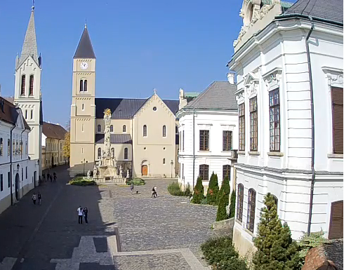 Веб камера показывает Собор святого Михаила в городе Веспрем