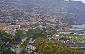 Обзорная веб камера показывает Фуншал на острове Мадейра в Португалии