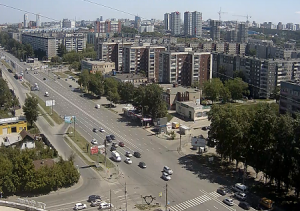 Перекресток улиц Чайковского и Братьев Кашириных в Челябинске
