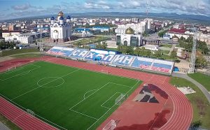 Панорама Южно-Сахалинска и стадион "Спартак"
