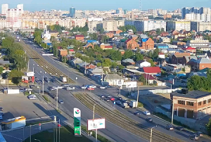 Перекресток улицы Чайковского и проспекта Победы в Челябинске