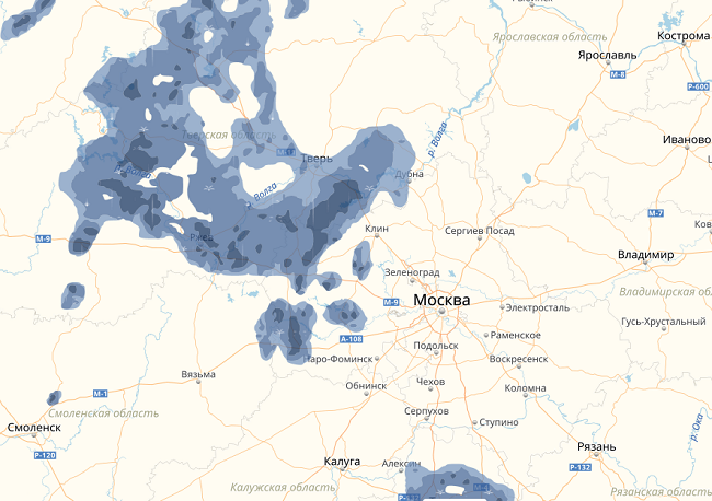 Карта осадков в Москве в режиме онлайн