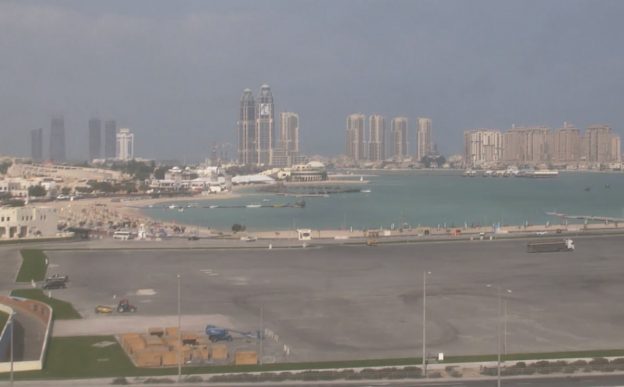 Веб камера показывает район West Bay Lagoon в городе Доха в Катаре Район West Bay Lagoon города Доха