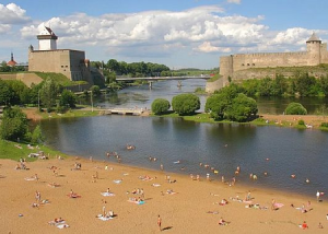 Веб камера Эстония, Нарва, Нарвский замок и Ивангородская крепость