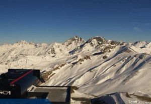 Веб камера Австрия, горнолыжный курорт Ишгль, вид с вершины горы Палинкопф