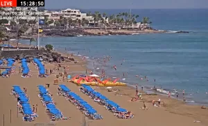 Веб камера Испания, остров Лансароте, Пуэрто-дель-Кармен, пляж Плайя Гранде